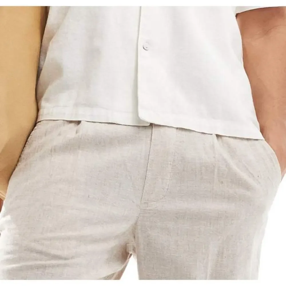 Abercrombie & Fitch Men's Linen Blend Pleated Loose Fit Pull On Pants Size XS